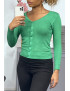 Gilet vert clair en maille tricot très extensible, l'incontournable classique - 3