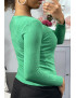 Gilet vert clair en maille tricot très extensible, l'incontournable classique - 4