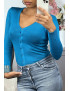 Gilet bleu en maille tricot très extensible et très doux - 2