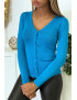 Gilet bleu en maille tricot très extensible et très doux - 4
