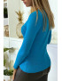 Gilet bleu en maille tricot très extensible et très doux - 7