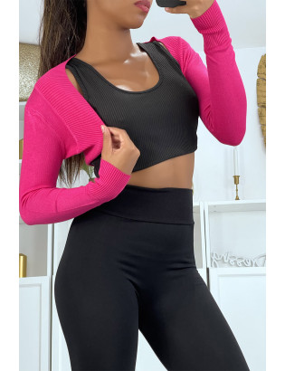 Boléro en maille fuchsia élégant pour femmes - 6