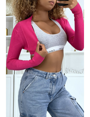 Boléro en maille fuchsia élégant pour femmes - 7