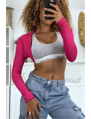 Boléro en maille fuchsia élégant pour femmes - 8