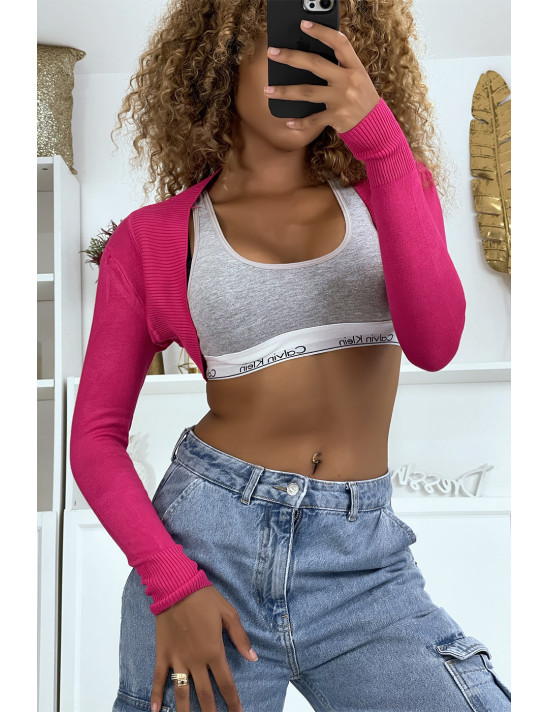 Boléro en maille fuchsia élégant pour femmes - 8