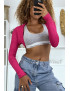 Boléro en maille fuchsia élégant pour femmes - 8