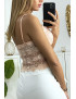 Débardeur en dentelle rose avec bretelles amovible - 4