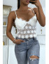 Débardeur en dentelle blanc avec bretelles amovible - 1