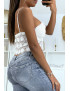 Débardeur en dentelle blanc avec bretelles amovible - 2