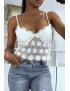 Débardeur en dentelle blanc avec bretelles amovible - 3