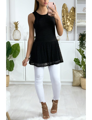 Robe tunique en dentelle noir avec fermeture au dos - 3