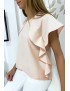 Blouse rose à volant avec trois boutons à l'épaules - 3