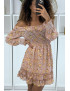 Robe patineuse fleurie rose à manches tombantes - 4