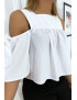 Blouse crop top blanche avec noeuds - 3