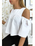 Blouse crop top blanche avec noeuds - 4