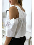 Blouse crop top blanche avec noeuds - 6