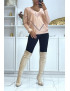 Pull col V en rose over size avec dentelle dans une belle matière douce - 1