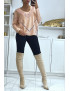 Pull col V en rose over size avec dentelle dans une belle matière douce - 2