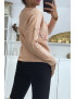 Pull col V en rose over size avec dentelle dans une belle matière douce - 4