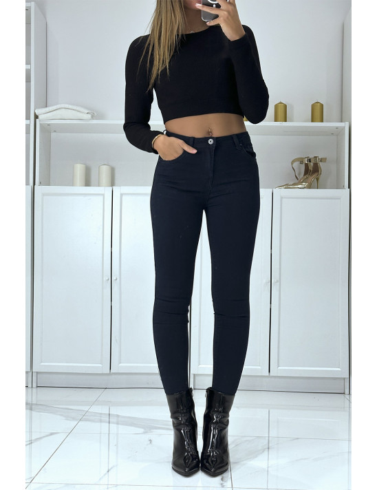Jean slim marine extensible à fermeture zip - 1