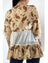 Tunique beige ajourée façon bohème avec pompons et motifs - 5