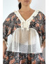 Tunique noire ajourée façon bohème avec pompons et motifs - 4