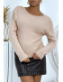 Pull duveteux rose à dos nu et détails dentelle - 4