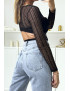 Body noir col V en dentelle avec ouverture au dos - 4