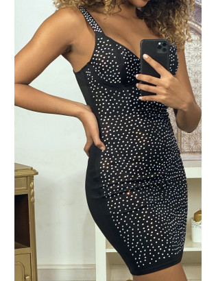 Robe de soirée noir ornée de strass - 4