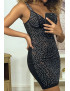 Robe de soirée noir ornée de strass - 4