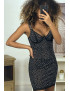 Robe de soirée noir ornée de strass - 7
