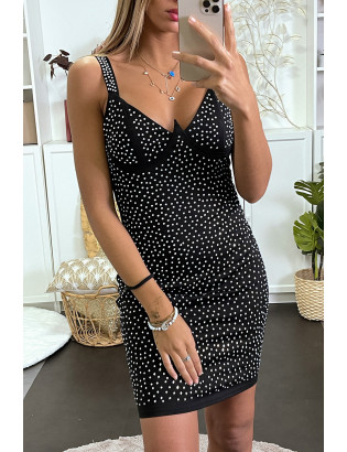Robe de soirée noir ornée de strass - 11