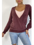 Pull cache coeur bordeaux duveteux et over size - 4