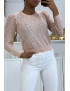 Pull jacquard rose fil doré - 3