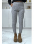 Pantalon slim blanc extensible à motif pied de poule - 1