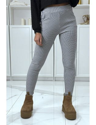 Pantalon slim blanc extensible à motif pied de poule - 2