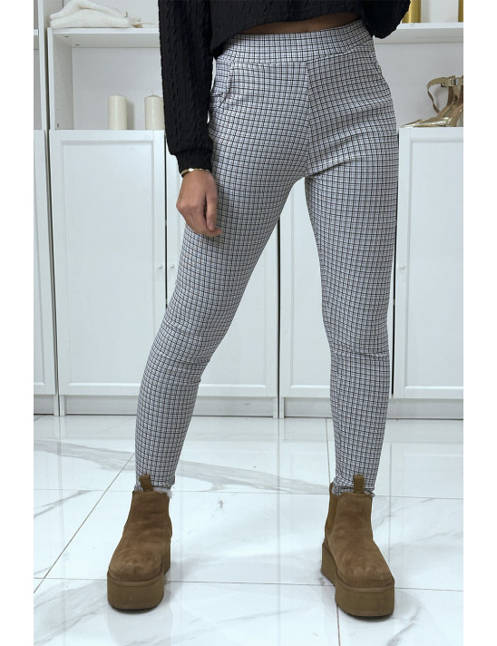 Pantalon slim blanc extensible à motif pied de poule - 2