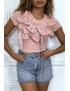 T-shirt rose manches courtes, avec des noeuds - 1