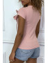 T-shirt rose manches courtes, avec des noeuds - 4