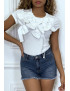 T-shirt blanc manches courtes, avec des noeuds - 1