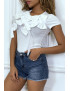T-shirt blanc manches courtes, avec des noeuds - 2