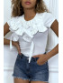 T-shirt blanc manches courtes, avec des noeuds - 3