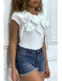 T-shirt blanc manches courtes, avec des noeuds - 5