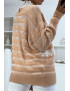 Pull rose à col rond et dentelle femme - 1