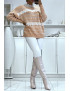 Pull rose à col rond et dentelle femme - 5