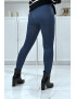 Legging bleu taille haute et molletonné motif jean délavé - 2