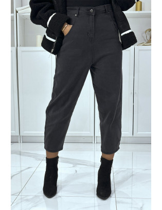 Jean loose noir 3/4 et taille haute - 1