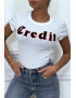 T-shirt blanc avec écriture CREDIT en 3D - 5