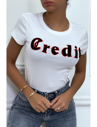 T-shirt blanc avec écriture CREDIT en 3D - 6