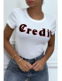 T-shirt blanc avec écriture CREDIT en 3D - 6
